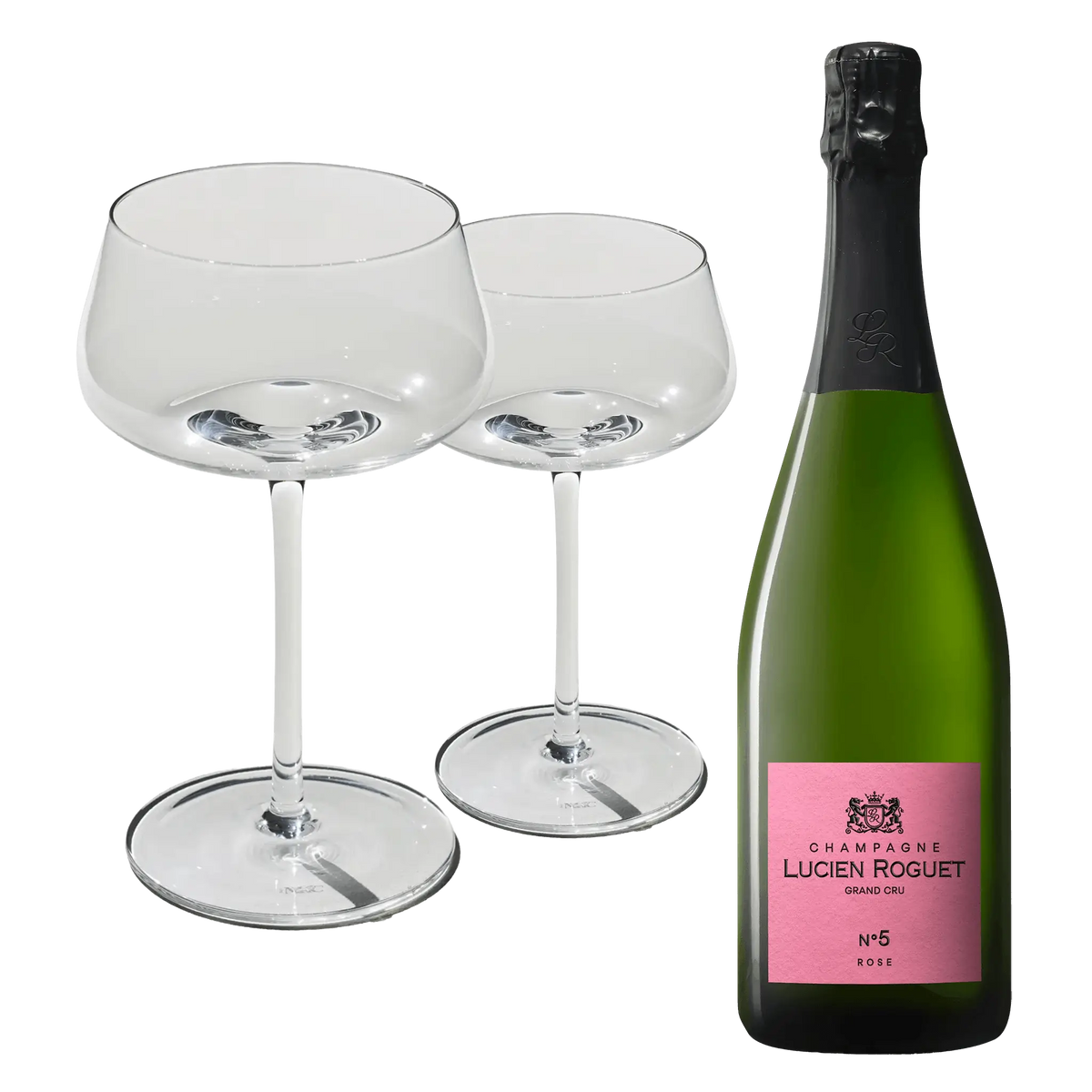 Lucien Roguet No. 5 Rosé + 2 Beyond Bubbly Coupégläser