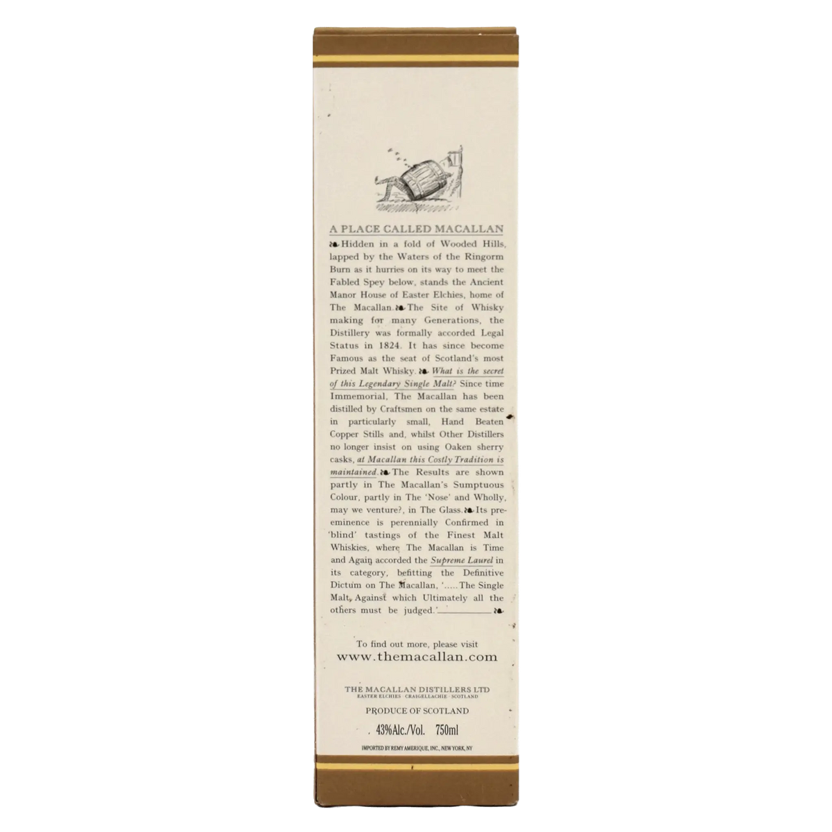 Macallan 12 Year Single Highland Malt Scotch Whisky Whiskystack Box back