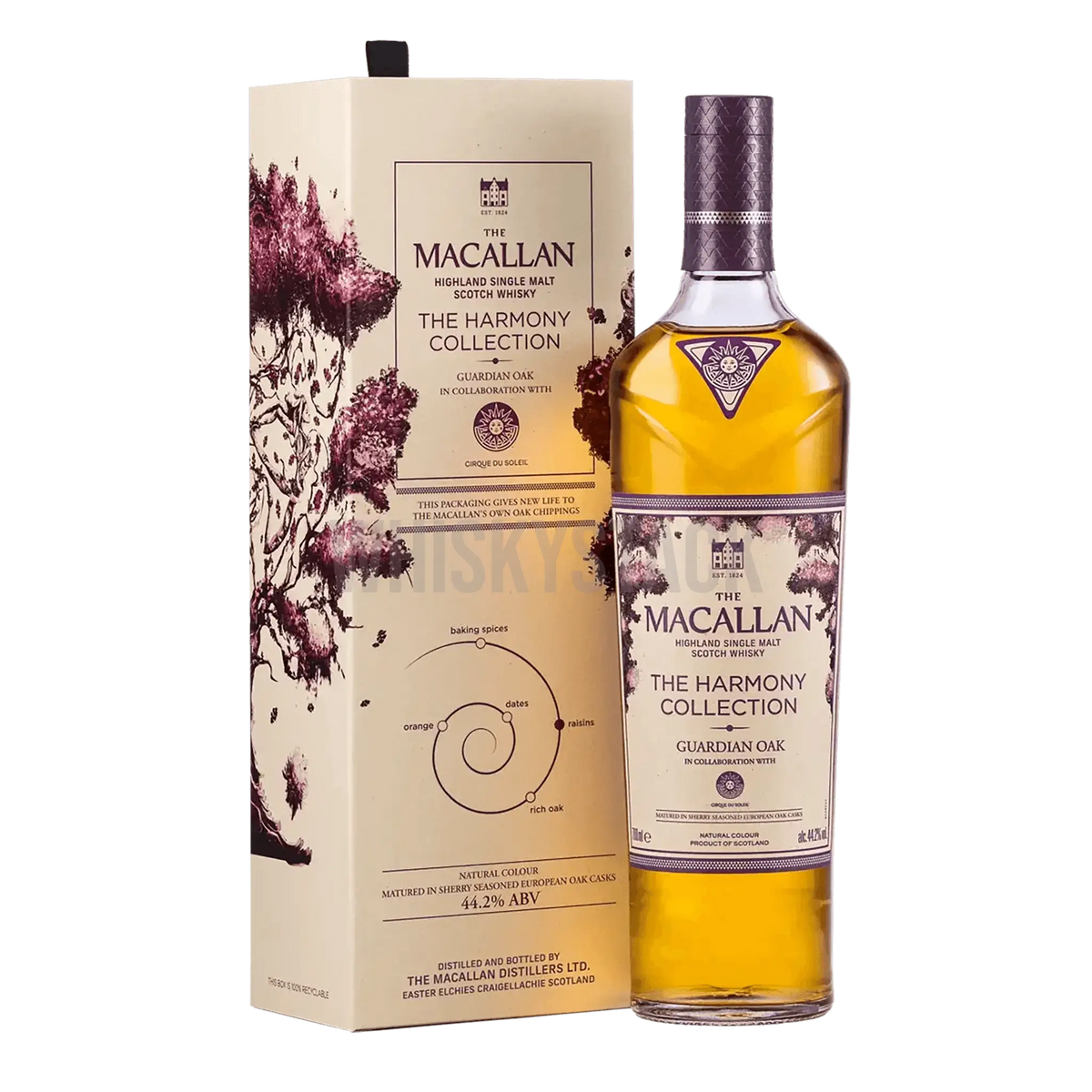 Oplev The Macallan Harmony Collection Guardian Oak, en luksuriøs single malt whisky med noter af frugt, chokolade og egetræ. Perfekt til samlere og whiskyentusiaster.