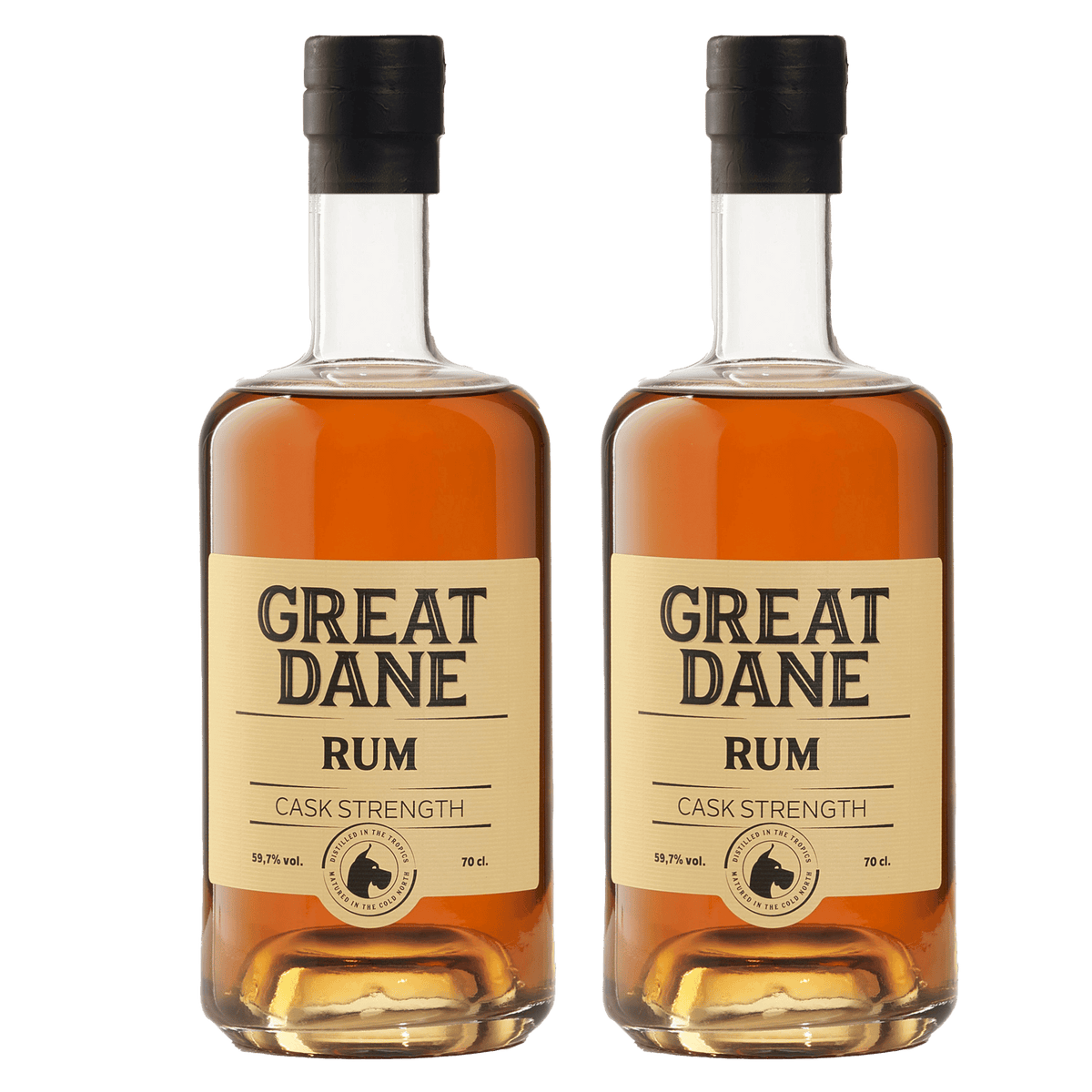 Oplev ren nydelse: Great Dane Cask Strength Rum – Eksklusiv Pakke med 2 Flasker