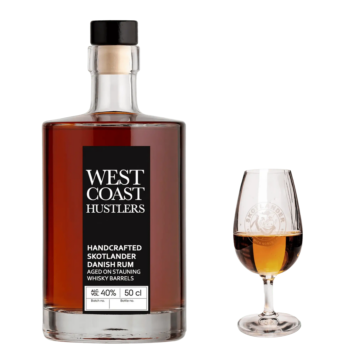 West Coast Hustlers Rum & Skotlander Romglas – Eksklusiv pakke til romelskere