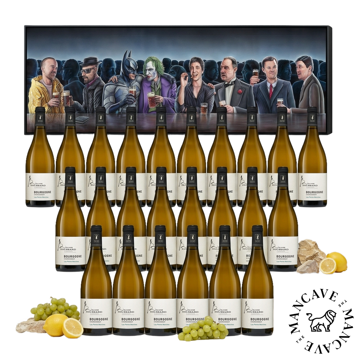 24 Fl. Boussard Bourgogne Chardonnay Les Pierres Blanches 2025 + GRATIS "At The Bar" Kunstwerk