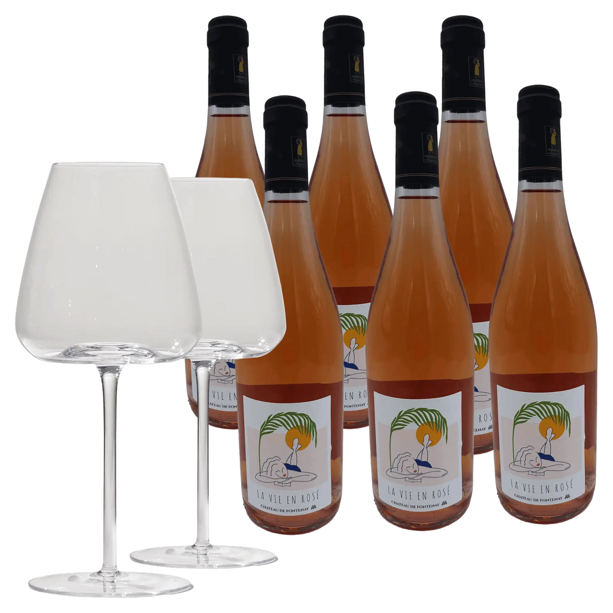 6 Fl. La Vie en Rosé + 2 Brilliant Blanco Gläser