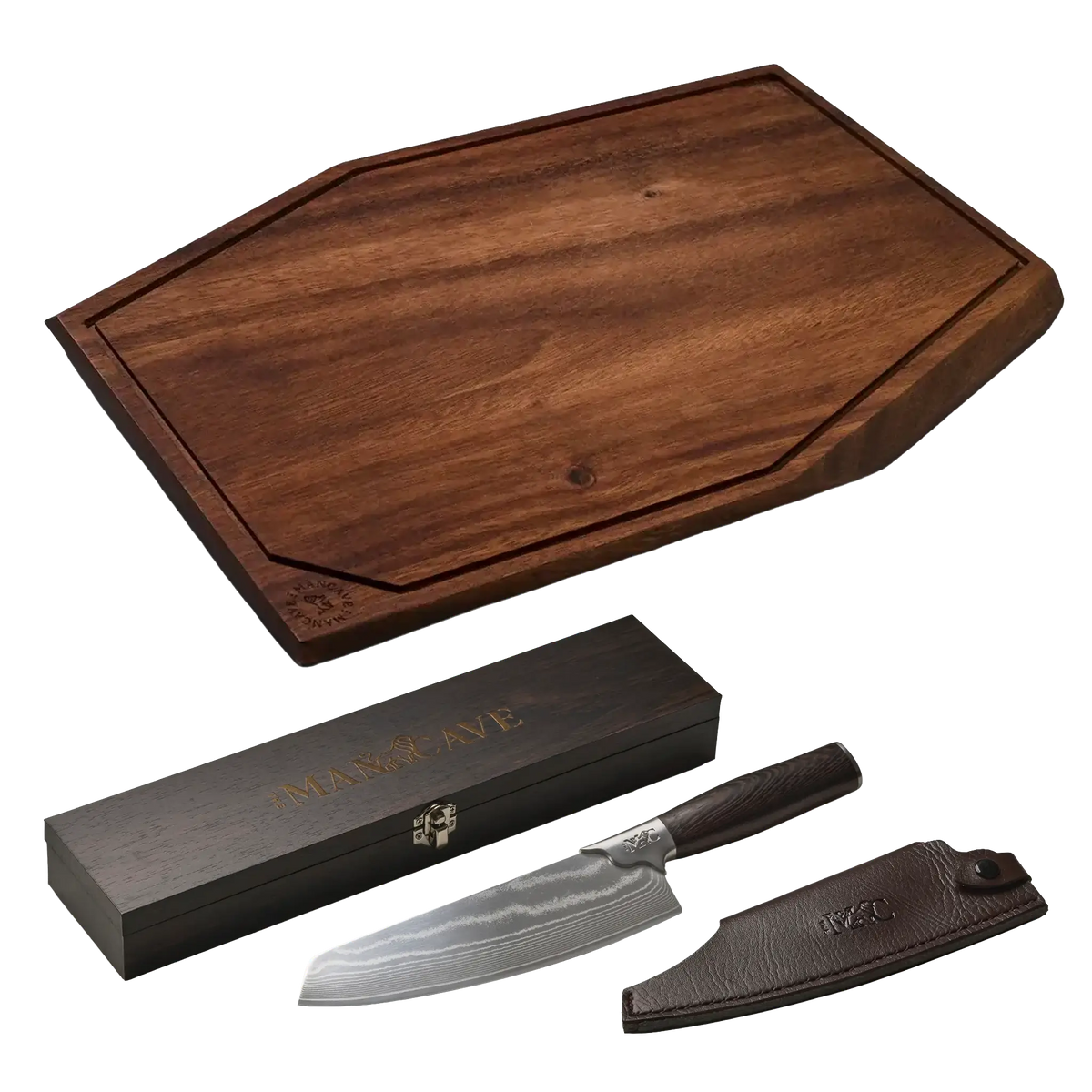 Das Mancave Master Schneidebrett + Chef's Cut Messer
