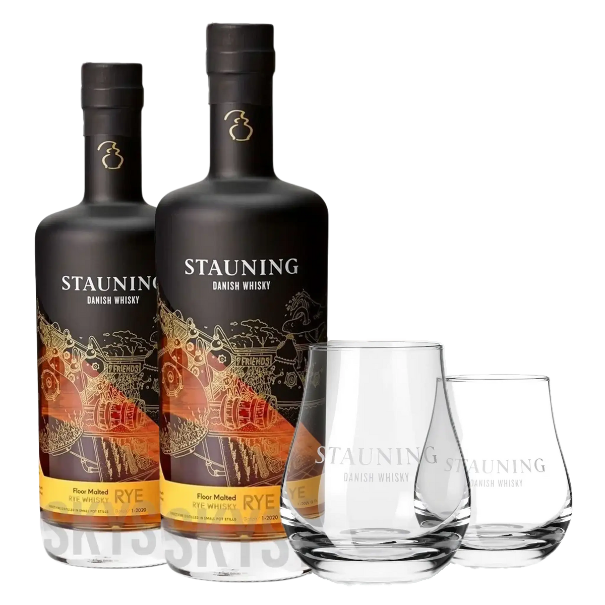 2 fl. Stauning RYE + 2 stk. Stauning Whiskyglas