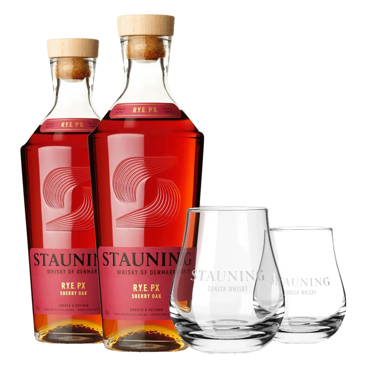 2 Stauning RYE PX + 2 KOSTENLOSE Stauning Whiskyglas